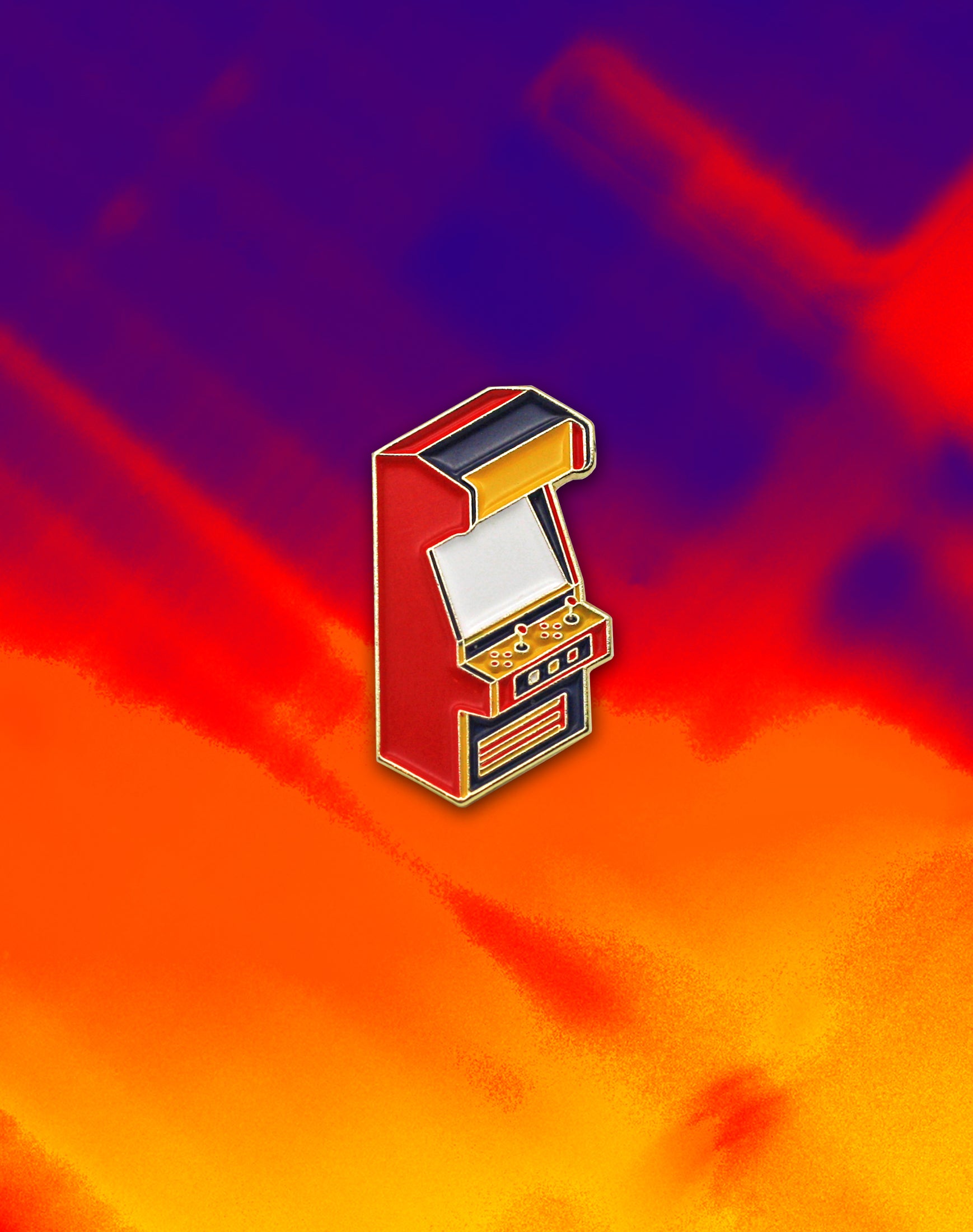 80s Arcade Unit Gold Soft Enamel Pin Badge designer gamer pins uk