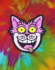 We're All Mad Here Cheshire Cat with Acid Tab Iron on Patch Tie Dye | Best Streetwear Patches UK