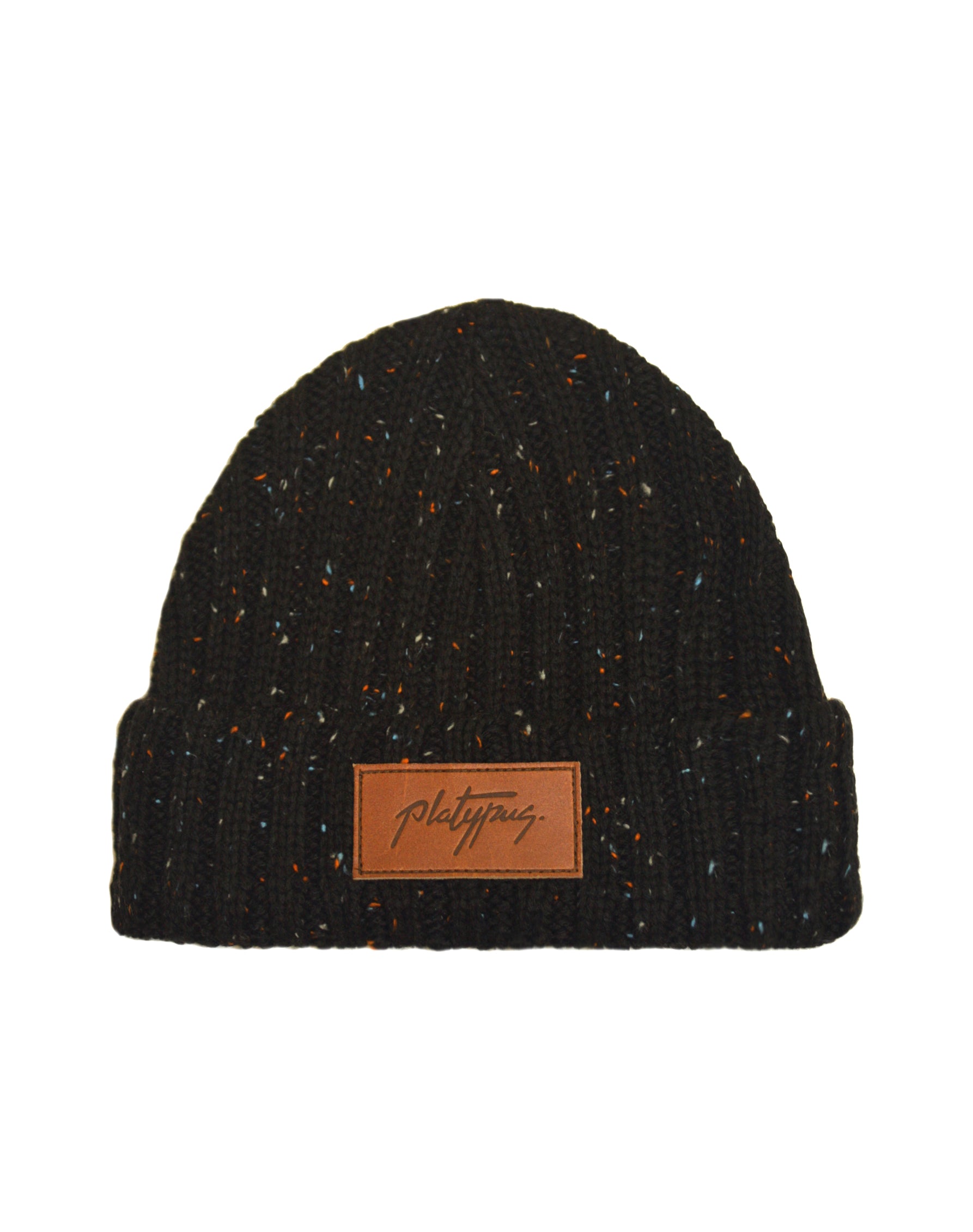 Black Speckle Knit Beanie Hat on Platypus UK Streetwear Fashion