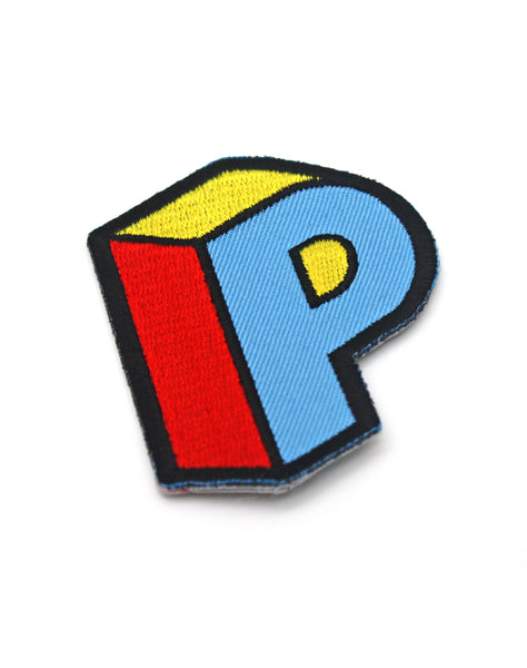 Letter P 3D typography embroidered Iron On Patch by Maxine Abbott