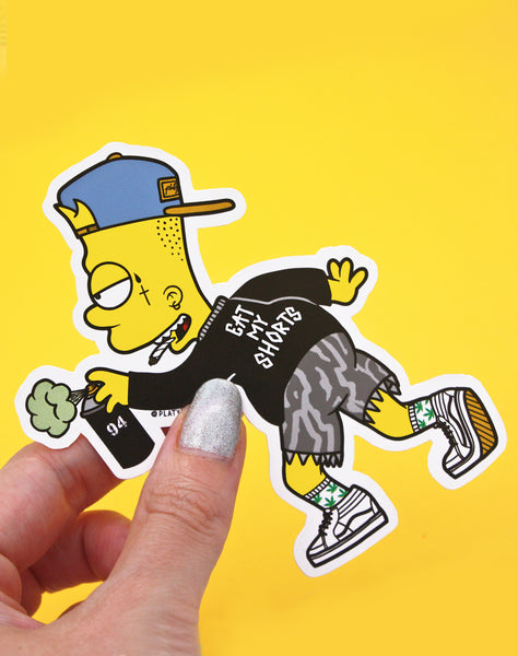 Hypebeast Bart Simpson parody Eat my shorts vinyl decal sticker to scale uk
