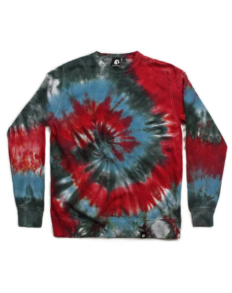 Tie Dye Blue, Red and Charcoal Spiral Sweatshirt - Size S