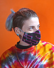 Independent fashion brand retro games pattern uk fitted face masks
