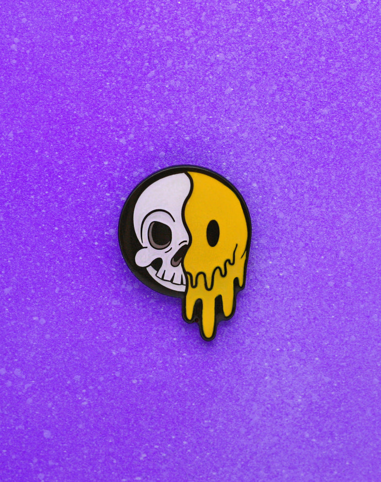 Acid Skeleton Happy Face Enamel Pin Badge