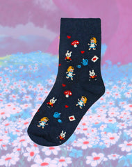 mad tea party alice in wonderland designer socks on Platypus UK