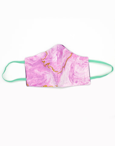 Unisex Pink Marble Luxury Fitted Fabric Face Mask