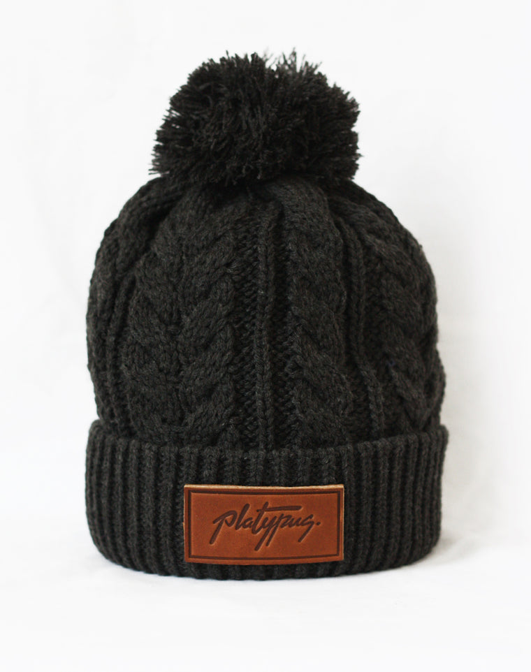 Charcoal Cable Knit Beanie