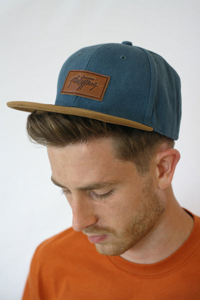 Platypus Headwear Close up of Denim and Suede Style Snapback Hat