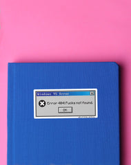Designer Rude Error 404 Vinyl Decal Sticker Art on notebook