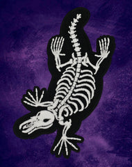 Glow in the dark designer embroidered platypus skeleton iron-on patch Platypus UK Streetwear