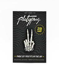 glow in the dark bones designer enamel pin badge by Platypus UK
