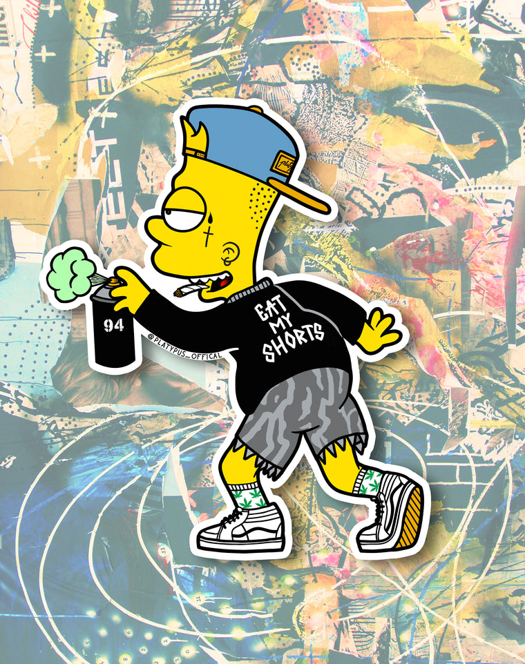 Eat My Shorts Bad Bart Parody Vinyl Sticker