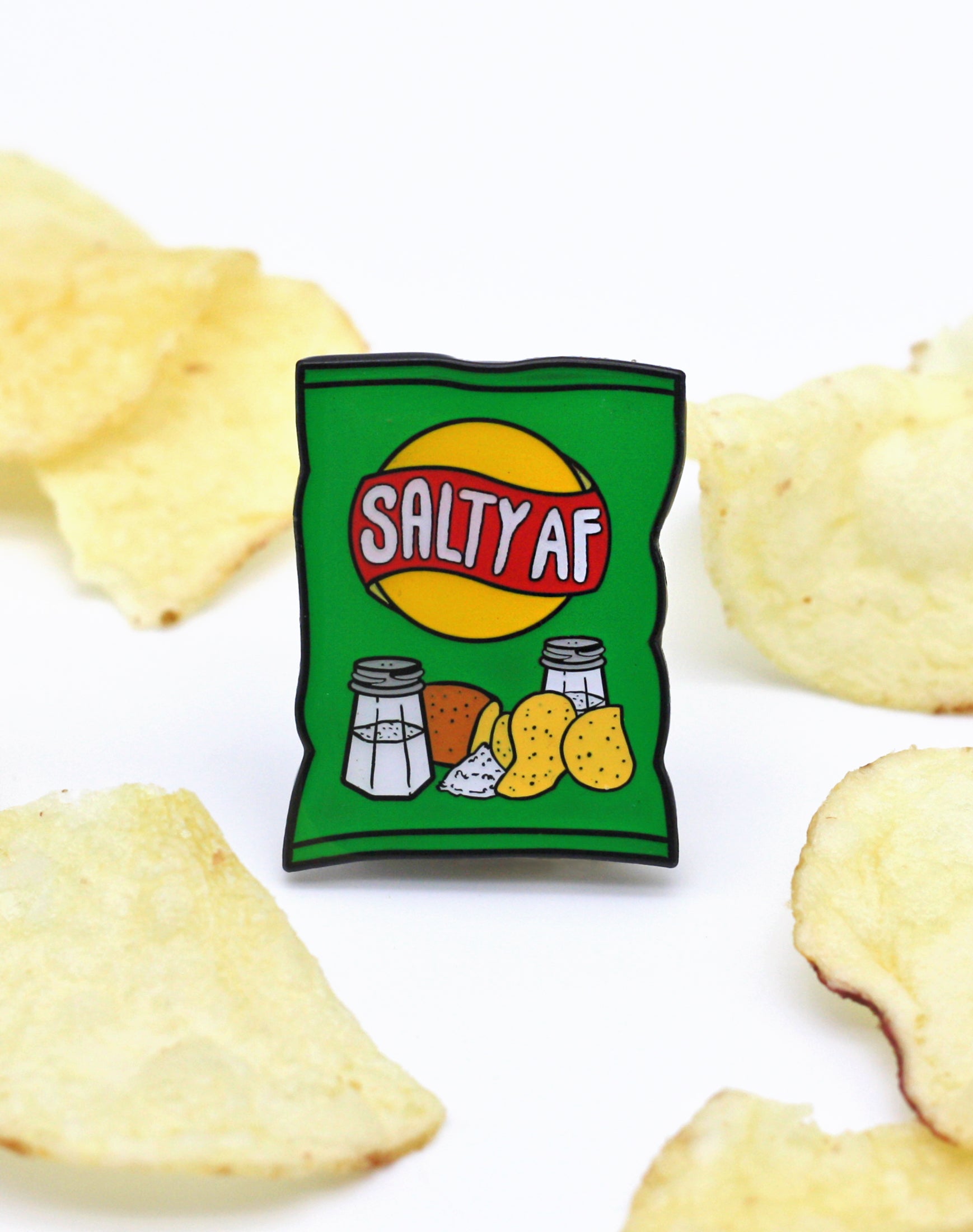 Salty AF Crisp Packet Walkers Lays Parody Enamel Pin by Maxine Abbott