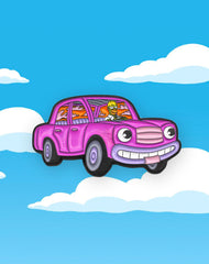 homer simpson driving high car in the clouds enamel pin badge uk