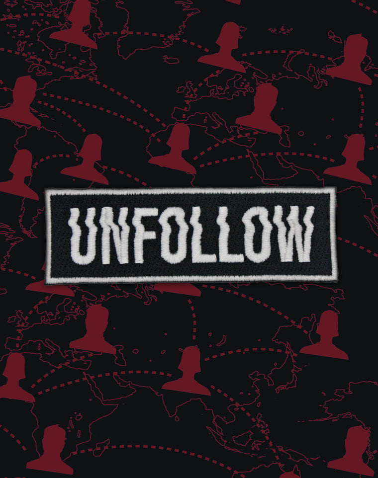 Unfollow Glitched Type Embroidered (Glow in the Dark) Iron-on Patch