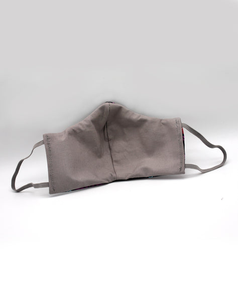 Grey inside of cotton face mask handmade in Nottingham