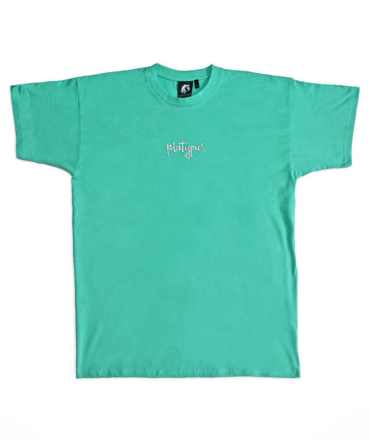 Platypus Mini Signature - Mint & Pink Embroidered T-Shirt