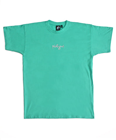 Platypus Mini Signature - Mint & Pink Embroidered T-Shirt