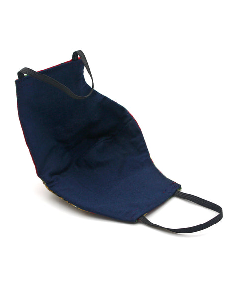 Navy inside of Japanese Tigers Pattern Fitted Fabric Masks UK