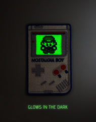 Glow in the dark Nostalgia boy nintendo  game boy parody design Iron-on Embroidered Badge Platypus UK Patch game at night