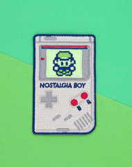 Best Designer Nostalgia boy game boy parody design Iron-on Embroidered Patches Platypus UK 90s Badge design by Maxine Abbott