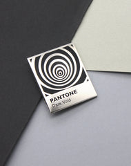 Close up of great graphic design gifts Pantone Parody Art Pin