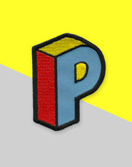 Block P letter typography design Iron On Patch by Maxine Abbott