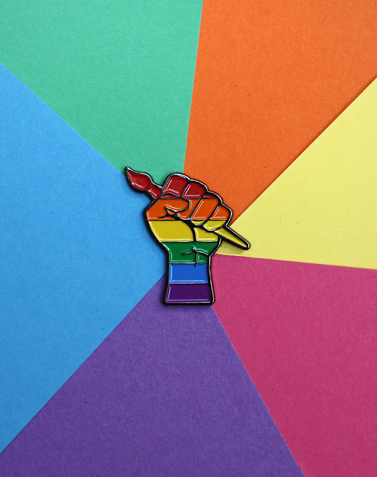 Rainbow LGBT Creative revolution power fist metal enamel pin badge