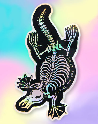 XL Weird to the Bone Platypus Skeleton Holographic Sticker