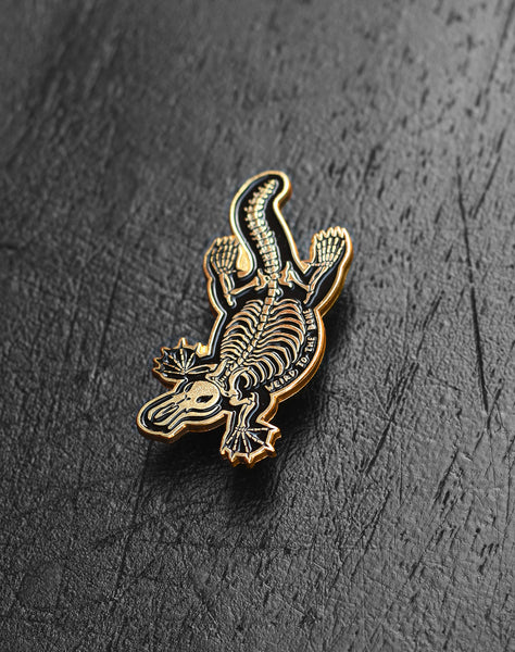 Gold Platypus Skeleton Enamel Pin Badge - Weird to the bone