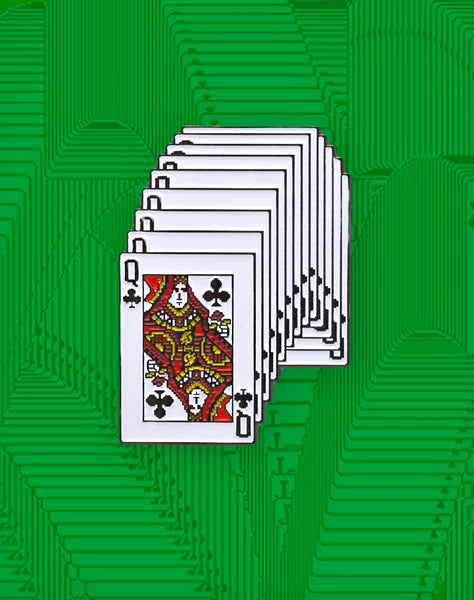 windows 95 solitaire inspired enamel pin design by maxine abbott